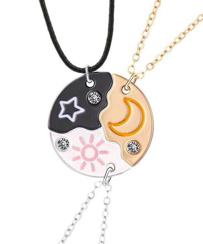 Novelty Alloy Star Moon Sun Three-Piece Set Pendant Necklace - Image 5