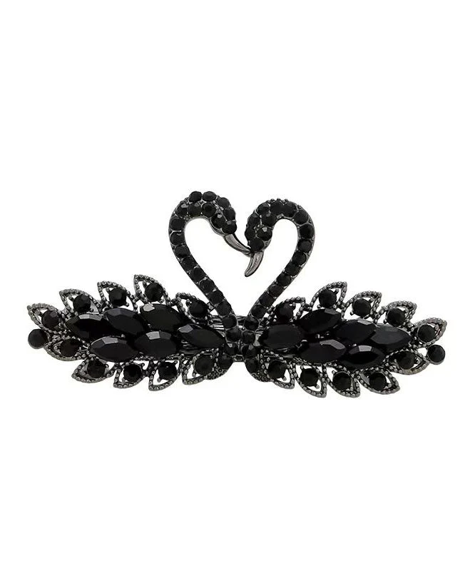 Novelty Black Alloy Crystal Zircon Black Swan Hairpin - Image 5