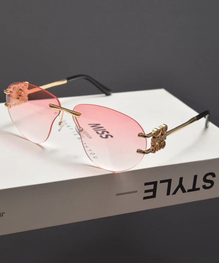 Novelty Gradient Tea Flower Decoration Frameless Sunglasses - Image 4