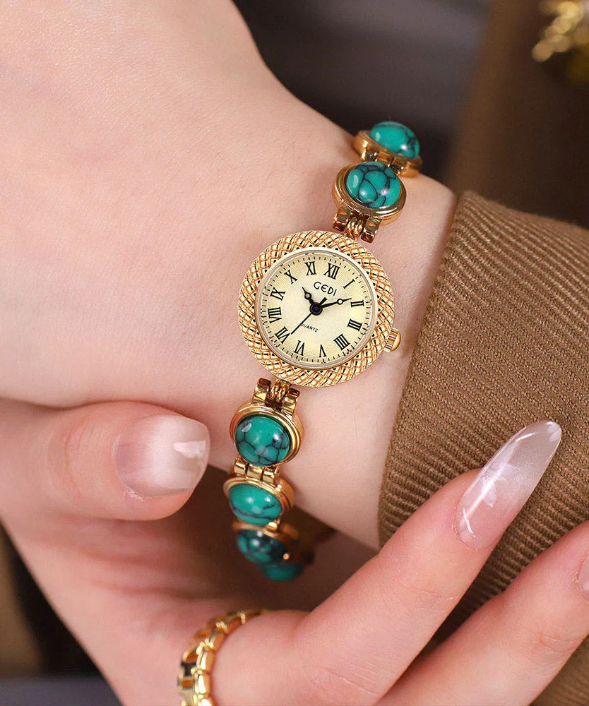 Novelty Green Alloy Cat's Eye Quartz Movement Chain Watches - Image 2