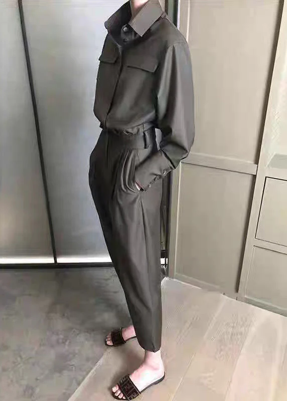 Novelty Peter Pan Collar Tunic Jumpsuit Spring - Image 3