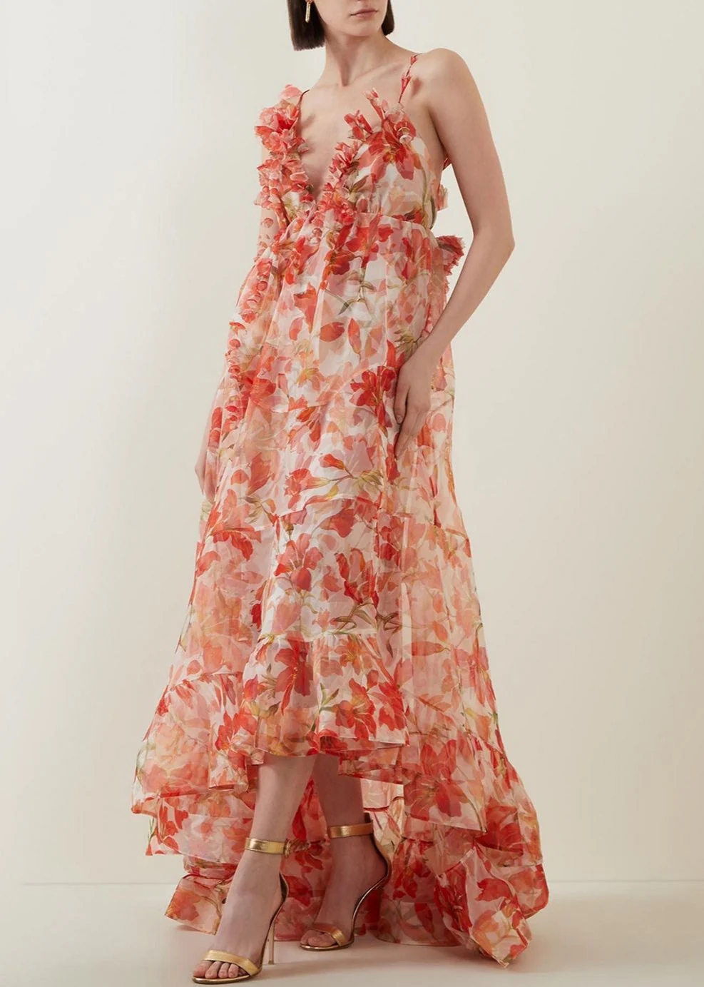 Novelty V Neck Print Backless Cotton Spaghetti Strap Dress Sleeveless - Image 2