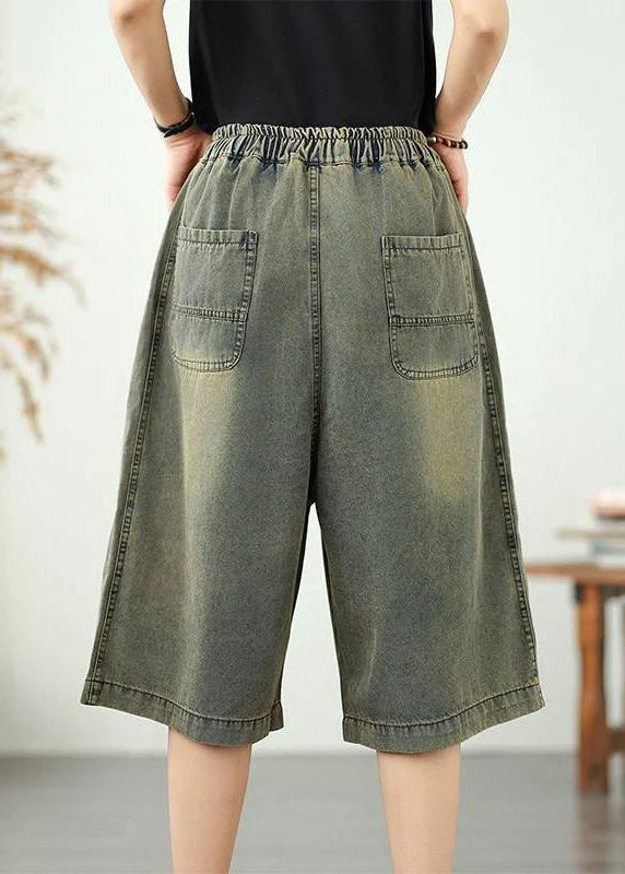 Organic Blue Pockets Patchwork Tie Waist Crop Jeans - Image 5