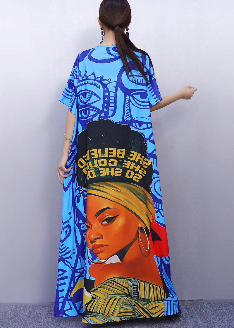 Organic Blue Tasseled Print Cotton Holiday Dresses Summer - Image 4