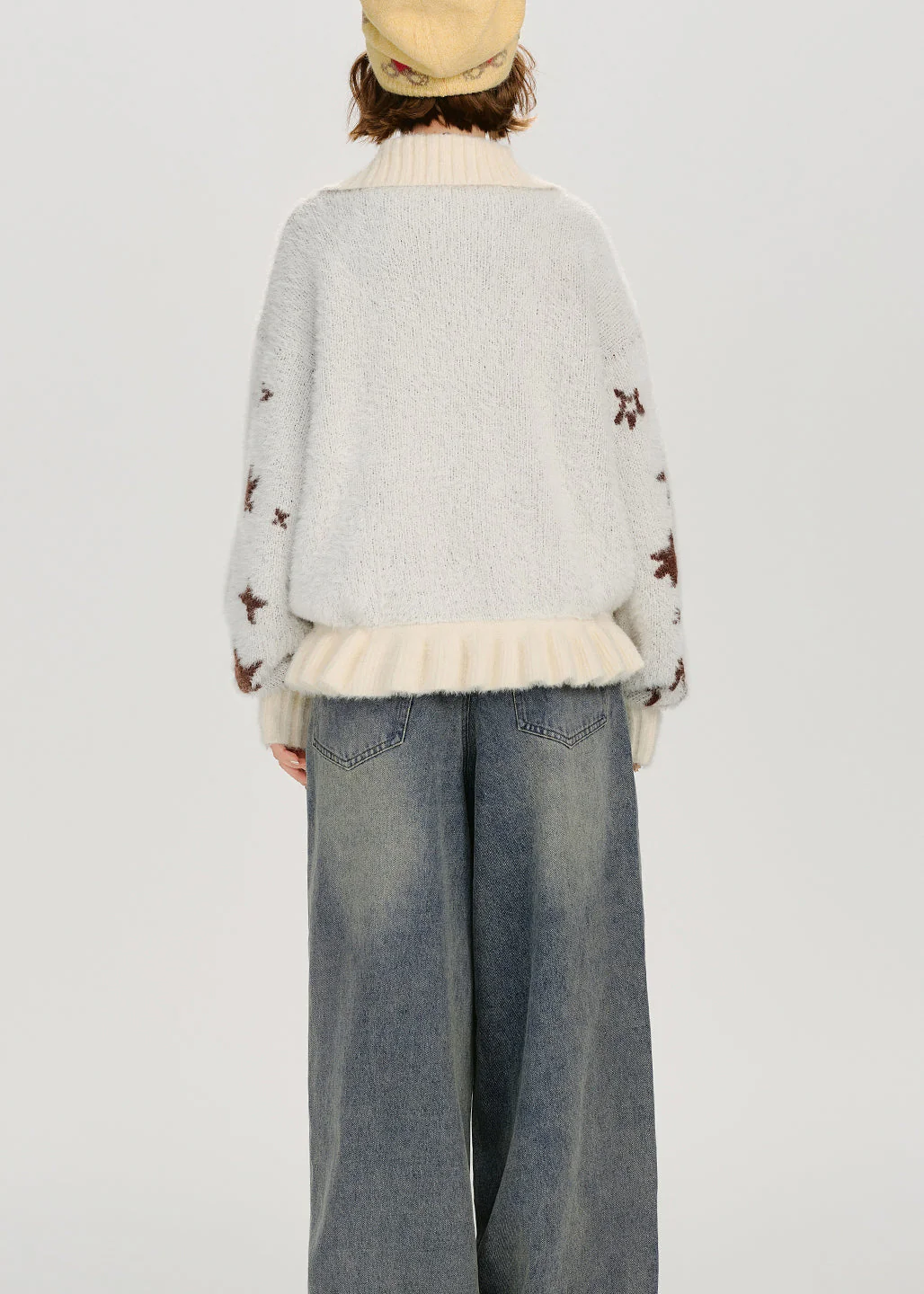 Organic Colorblock Cartoon Jacquard Patchwork Knitted Sweater Spring - Image 5