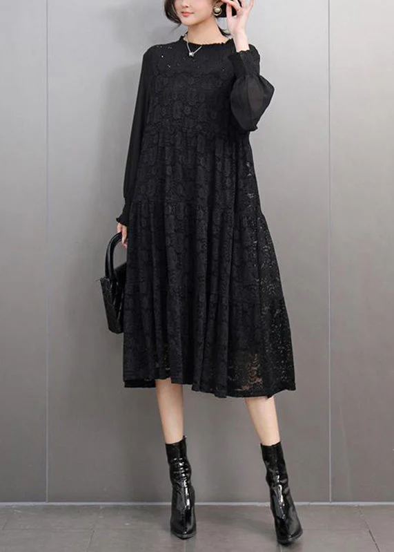 Organic Dark Purple Hollow Out Holiday Lace Long Dress Spring - Image 2