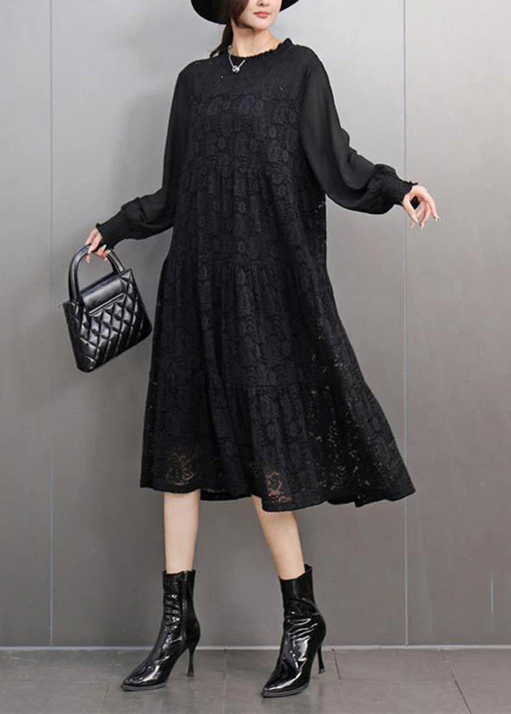 Organic Dark Purple Hollow Out Holiday Lace Long Dress Spring - Image 5