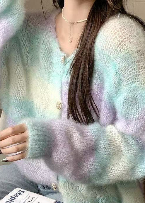 Organic Gradient Color Oversized Knit Loose Jacket Spring - Image 3