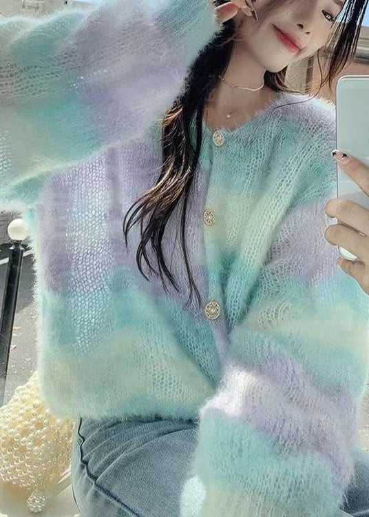 Organic Gradient Color Oversized Knit Loose Jacket Spring - Image 4
