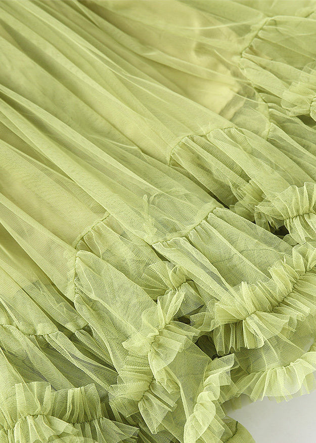 Organic Grass Green Ruffled Exra Large Hem Tulle Holiday Skirt Spring - Image 4