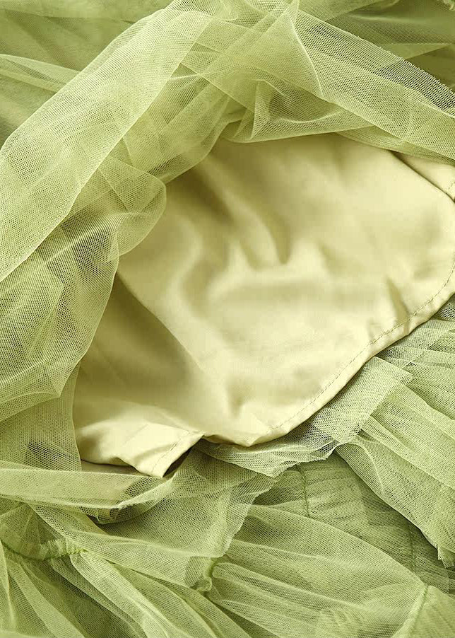 Organic Grass Green Ruffled Exra Large Hem Tulle Holiday Skirt Spring - Image 5