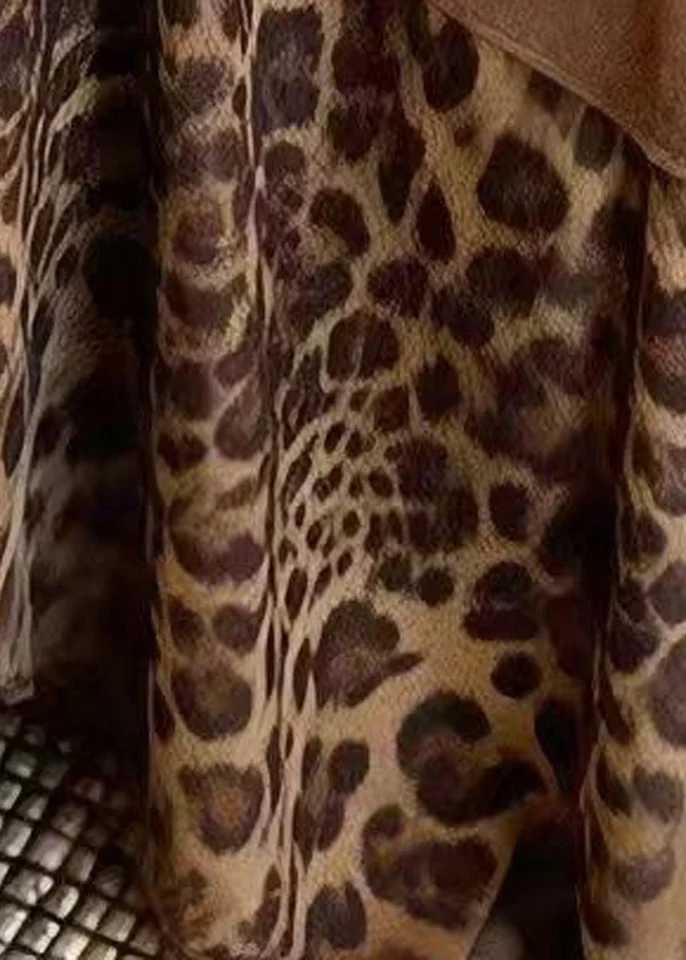 Organic Leopard Asymmetrical Chiffon Patchwork A Line Skirt - Image 5