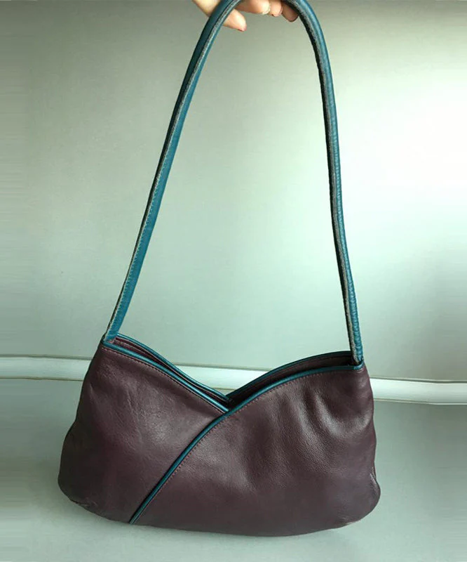 Organic Mulberry Solid Durable Patchwork Faux Leather Shoulder Bags - Image 3