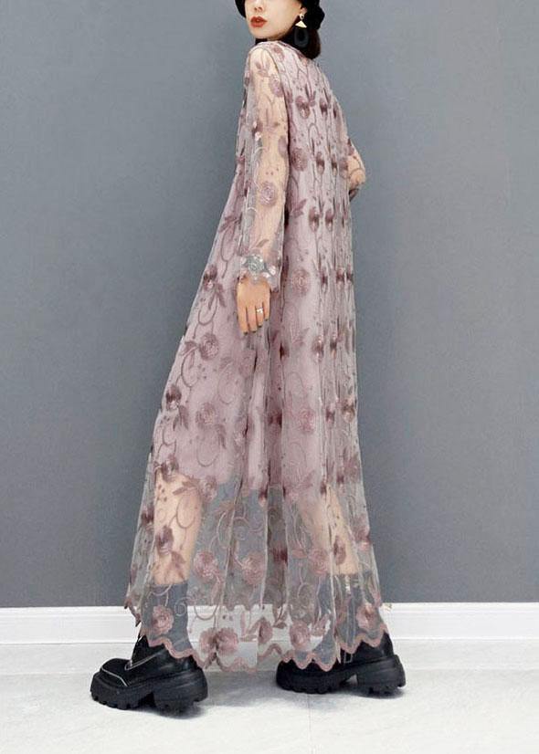 Organic Orange Fashion O-Neck Long Sleeve Lace Fall Dress - Image 3