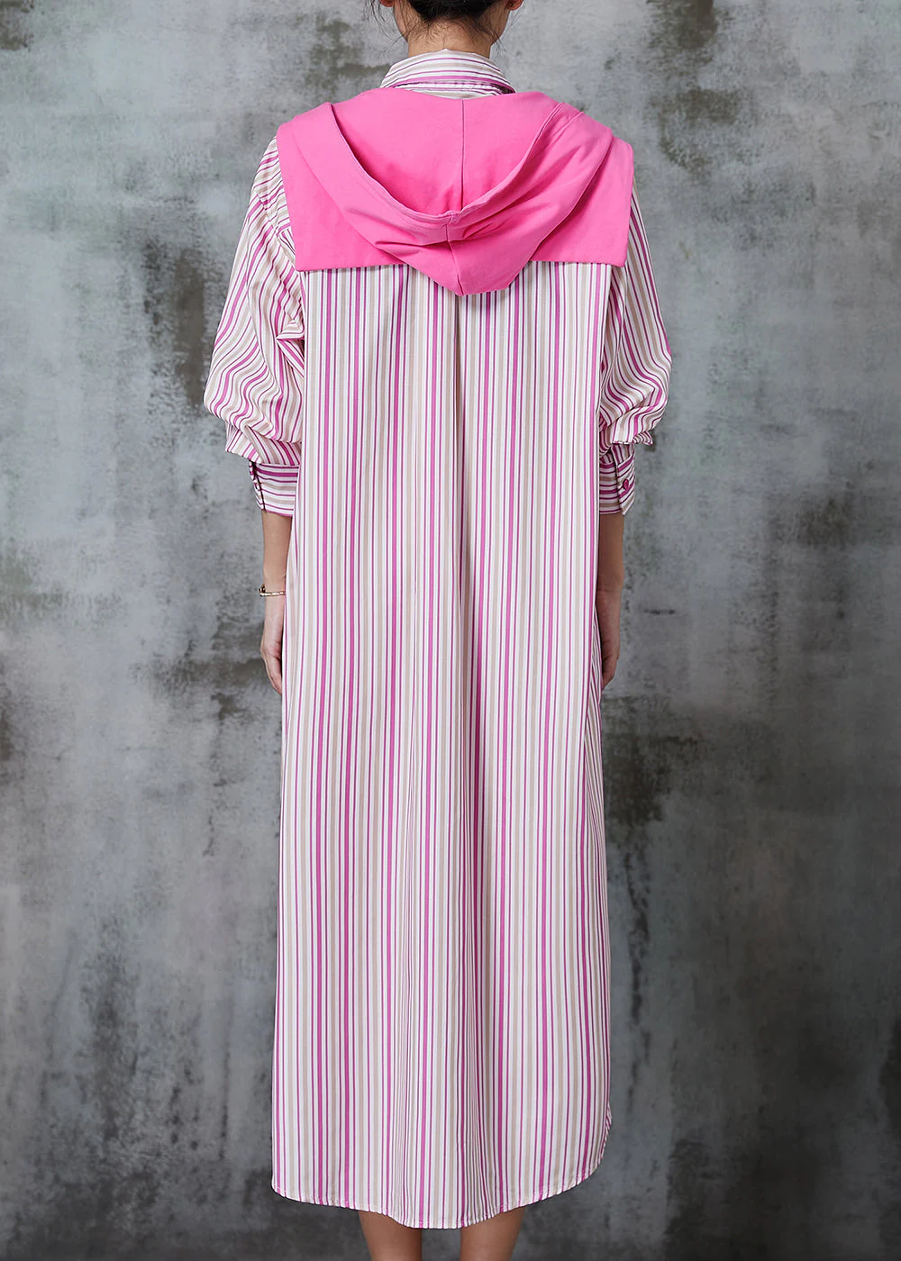 Organic Pink Striped Gift Shawl Cotton Dress Summer - Image 4