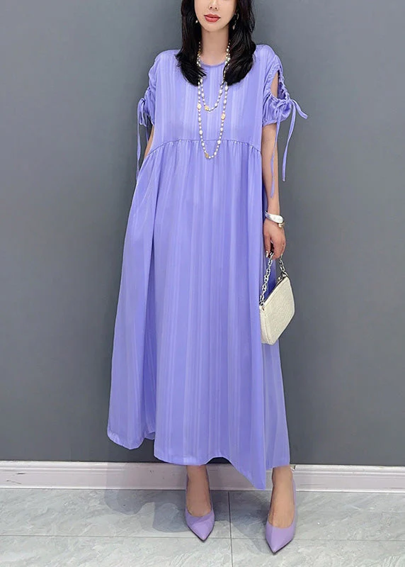 Organic Purple O-Neck Patchwork Party Maxi Dress Summer - Image 2