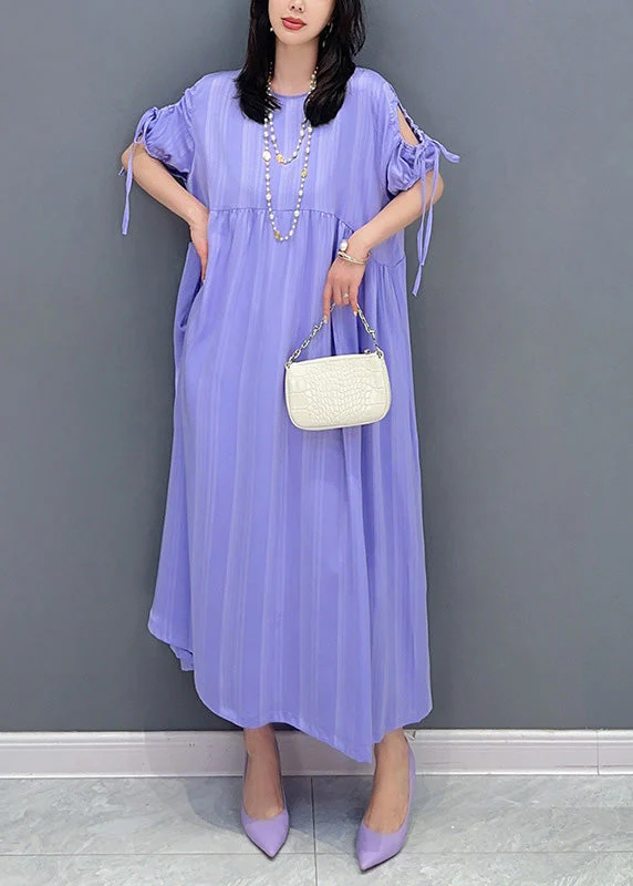 Organic Purple O-Neck Patchwork Party Maxi Dress Summer - Image 3