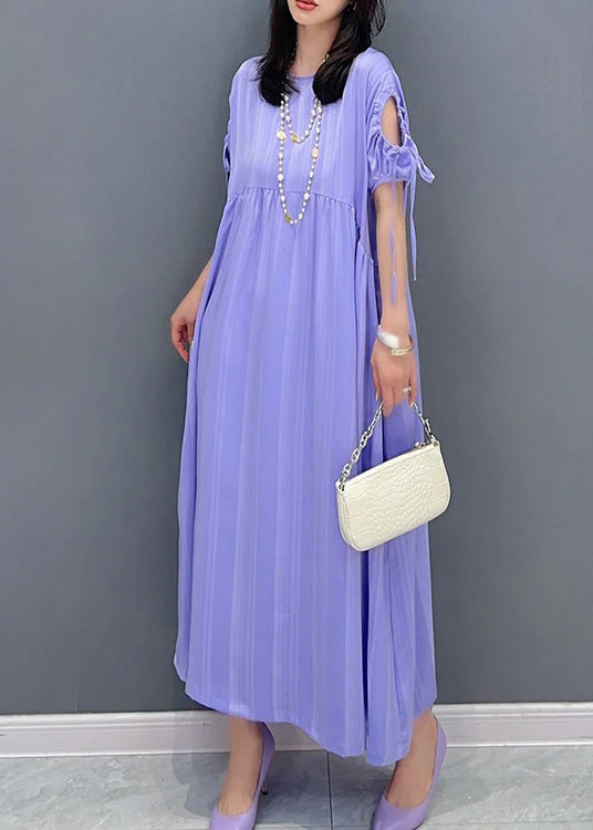 Organic Purple O-Neck Patchwork Party Maxi Dress Summer - Image 4