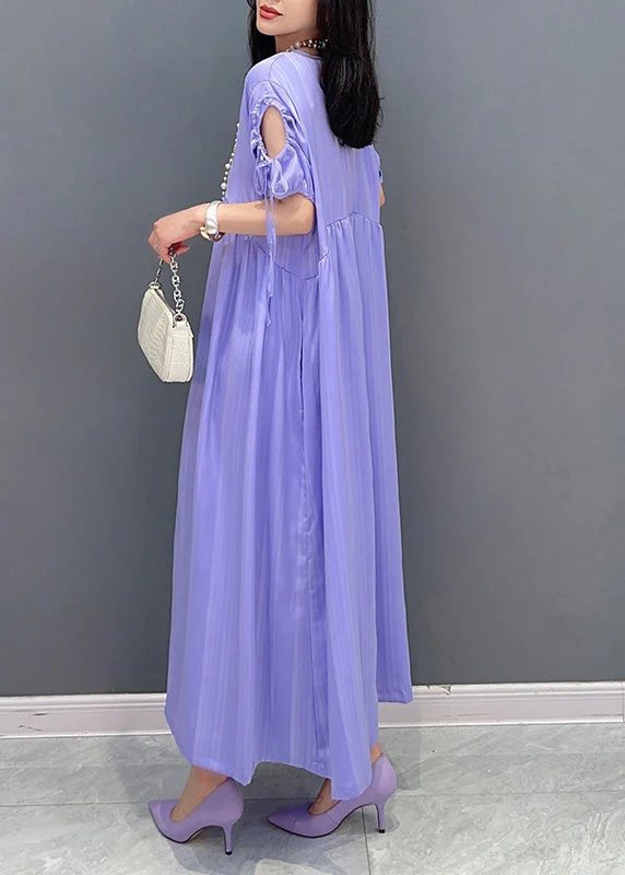 Organic Purple O-Neck Patchwork Party Maxi Dress Summer - Image 5