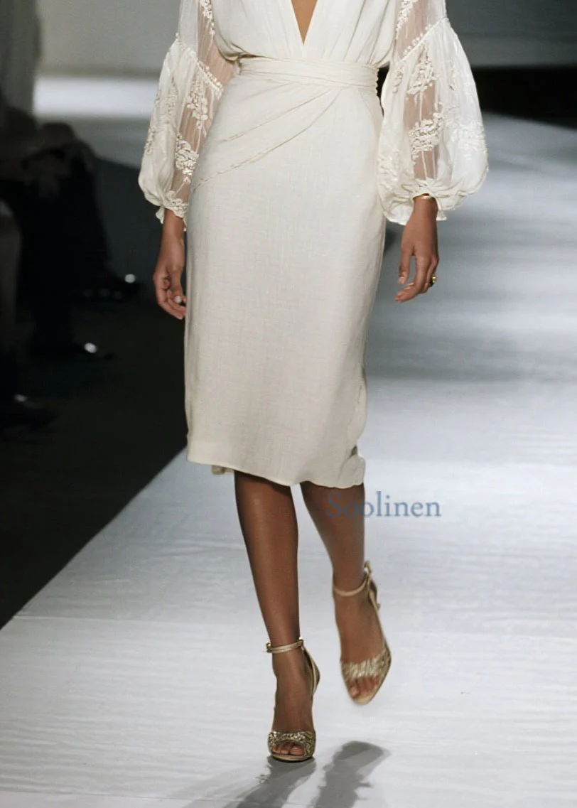 Organic V Neck Lace Patchwork Cotton Dress Spring - Image 4