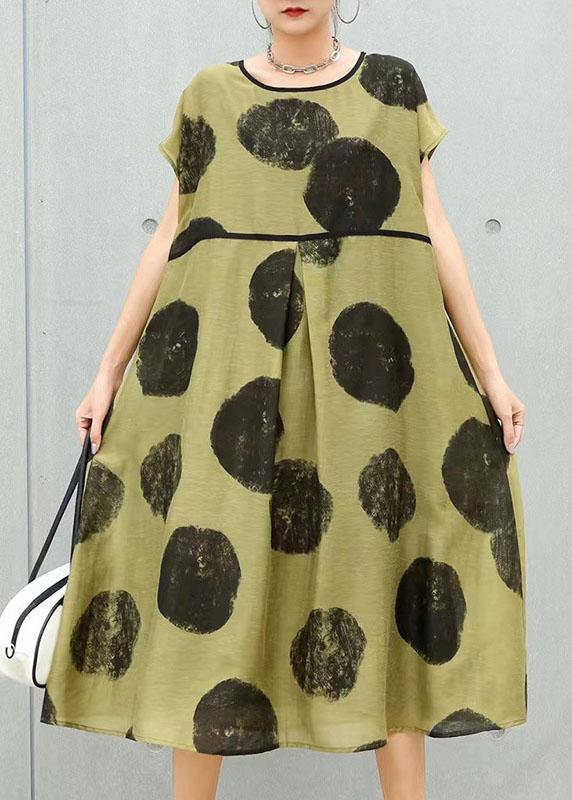 Organic White Dot Loose Patchwork Summer Dress Short Sleeve - Image 2