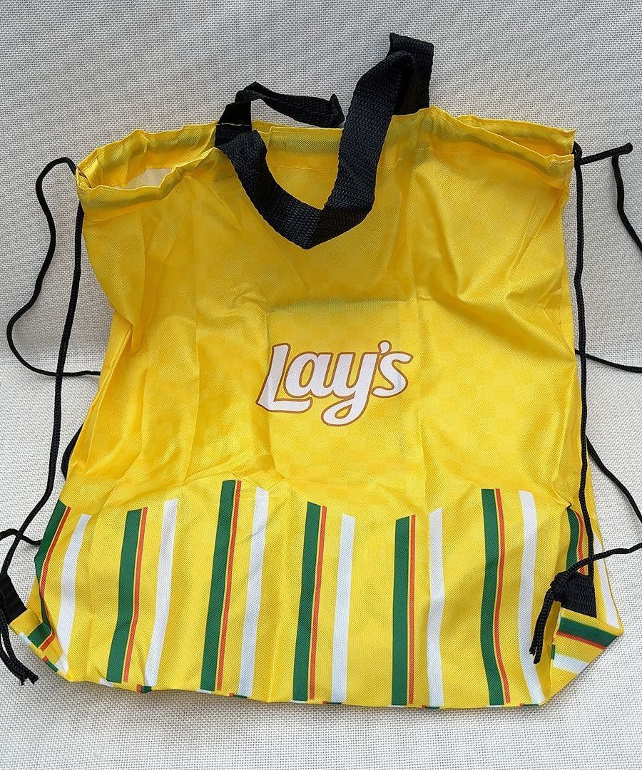 Organic Yellow Drawstring Large Capacity Nylon Shopping Handbag - Image 3