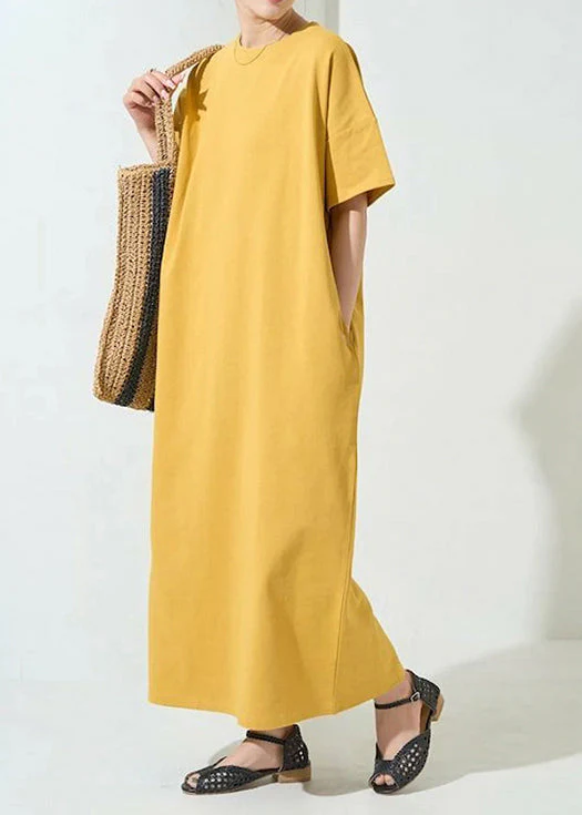 Organic Yellow Oversized Cotton Robe Dresses Summer - Image 3
