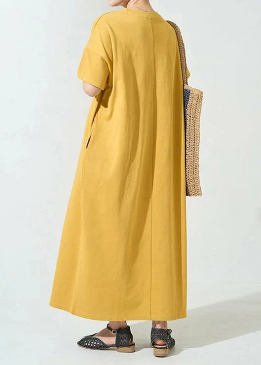 Organic Yellow Oversized Cotton Robe Dresses Summer - Image 4