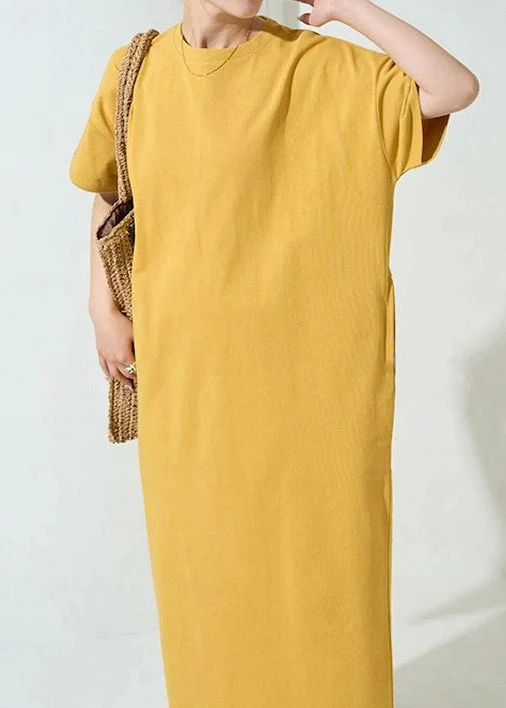 Organic Yellow Oversized Cotton Robe Dresses Summer - Image 5