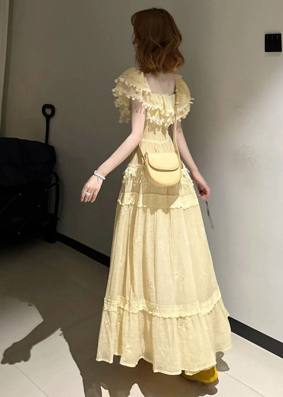 Organic Yellow Tasseled Exra Large Hem Cotton Holiday Dress Summer - Image 5