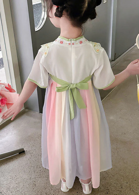 Oriental Green Tasseled Embroideried Patchwork Chiffon Baby Girls Dress Summer - Image 5