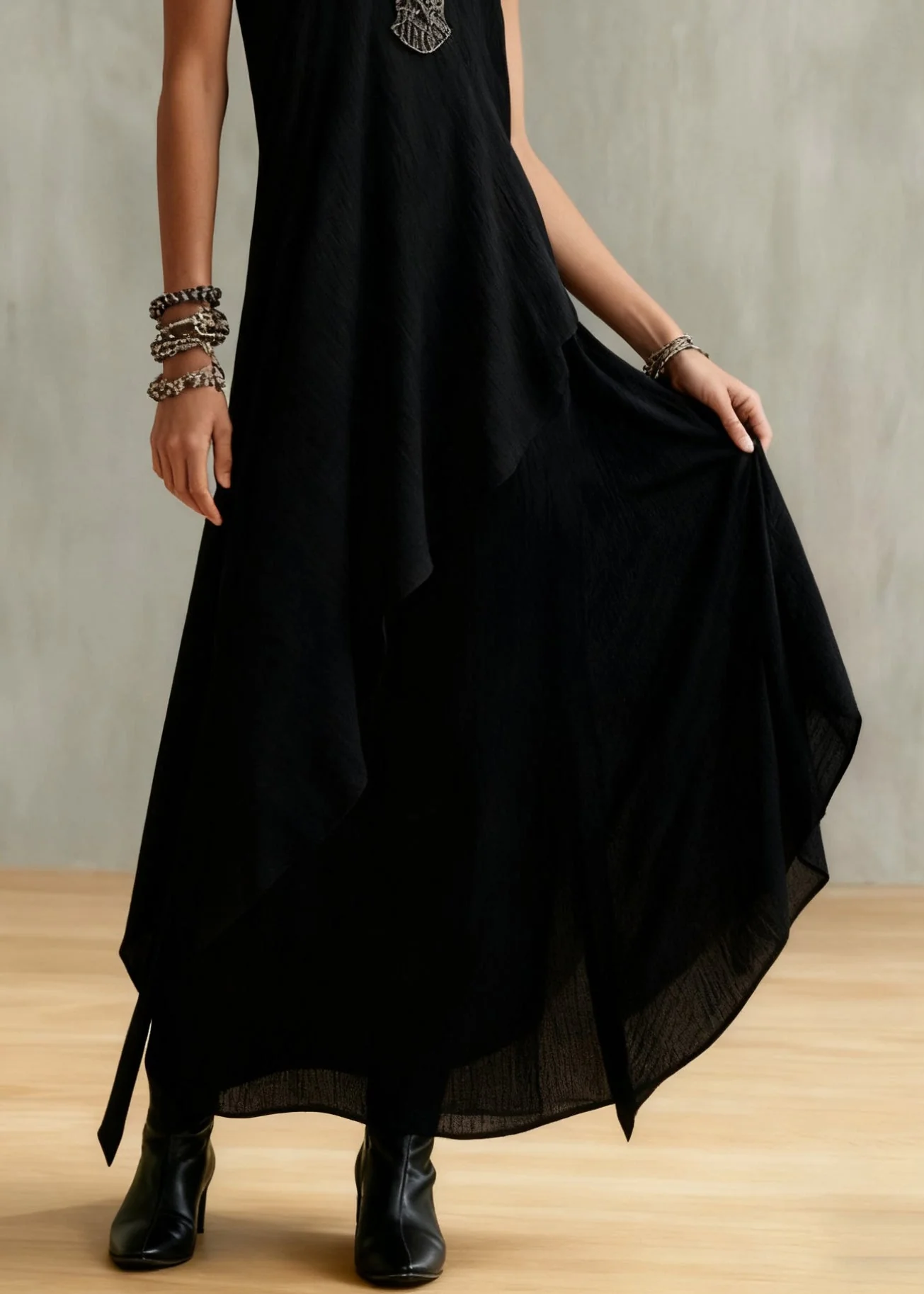 Original Coffee Asymmetrical Tops And Spaghetti Strap Dress Cotton Two Piece Set Sleeveless - Image 4
