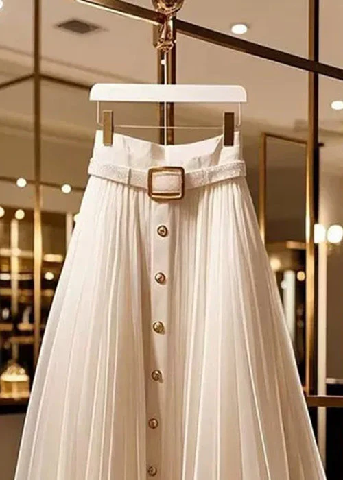 Original Design Apricot Wrinkled High Waist Tulle Skirts Summer - Image 2