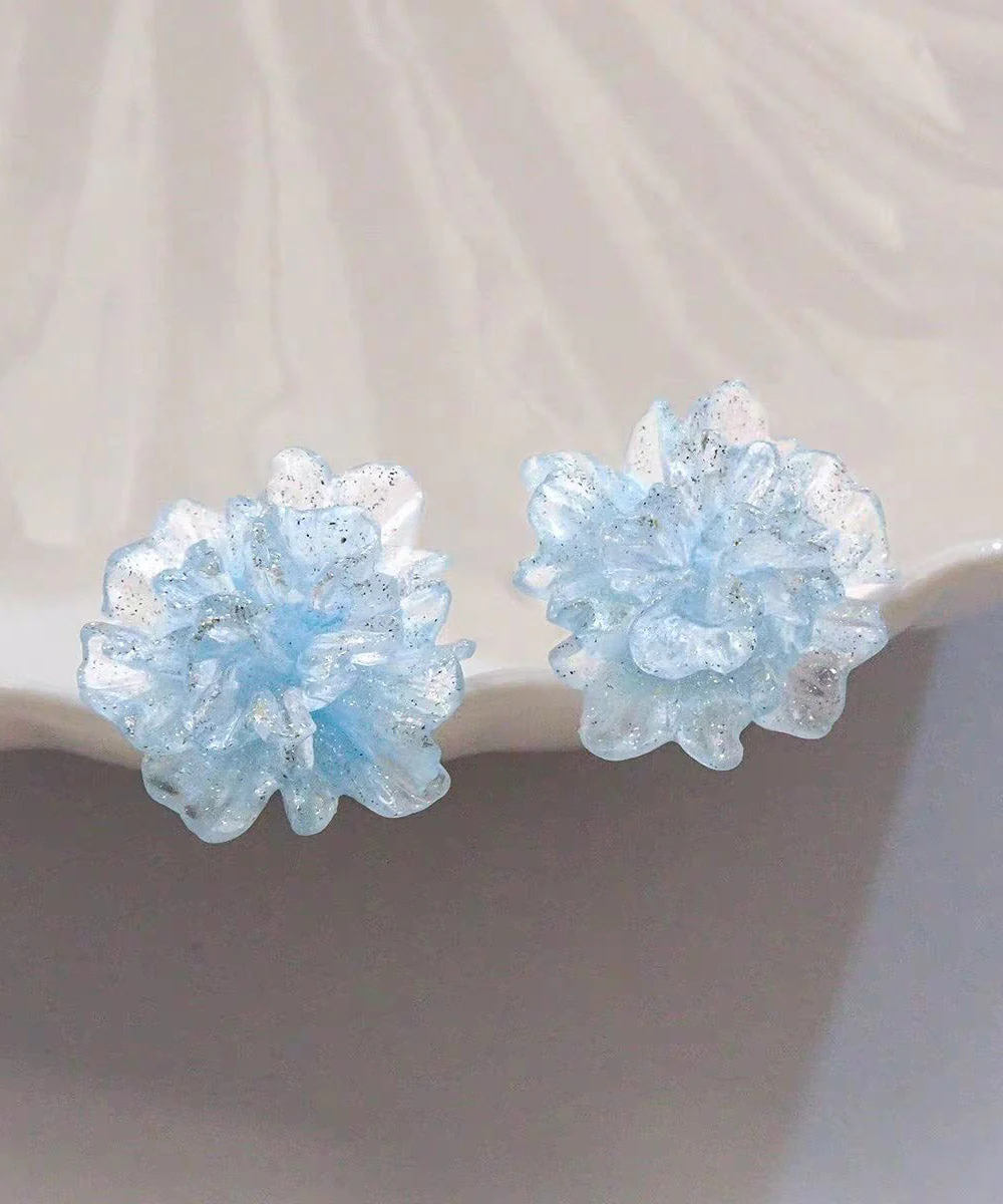 Original Design Blue Acrylic Floral Stud Earrings - Image 2