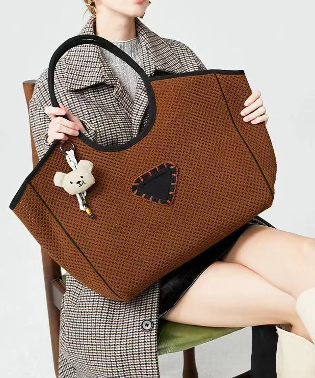 Original Design Chocolate Patchwork Large Capacity Cotton Women Handbag