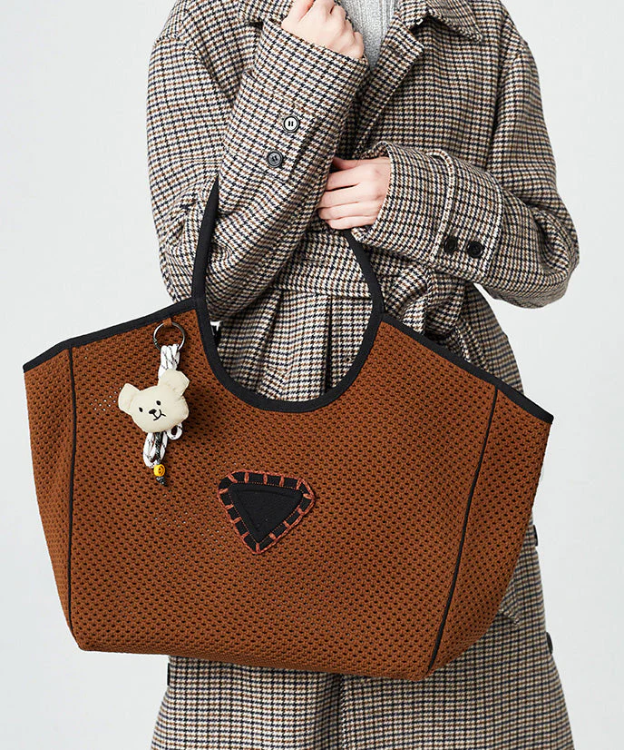 Original Design Chocolate Patchwork Large Capacity Cotton Women Handbag - Image 3