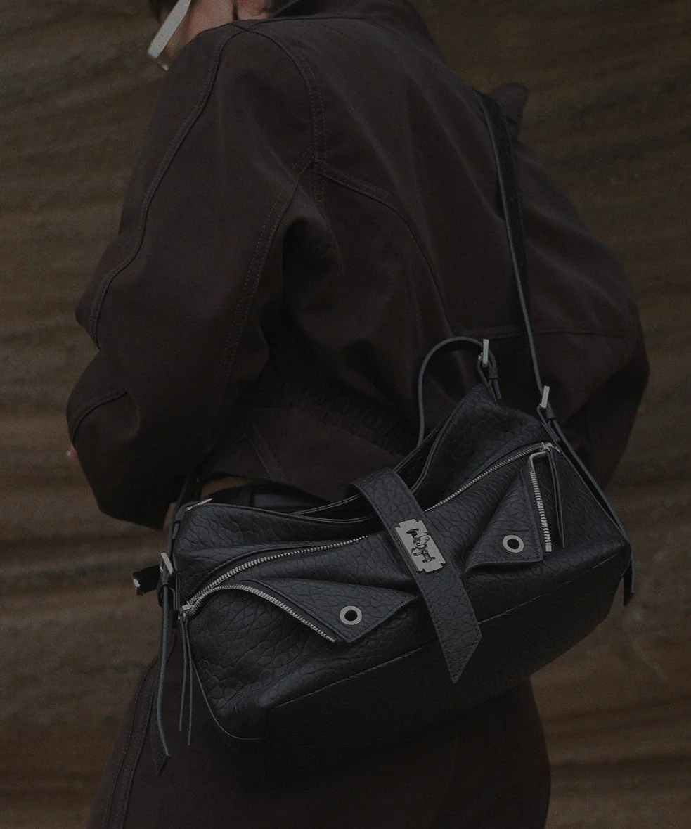 Original Design Coffee Zippered Suede Hobo Bag - Image 4