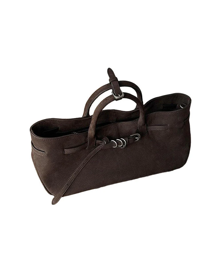 Original Design Faux Suede Coffee Tote Handbag - Image 5