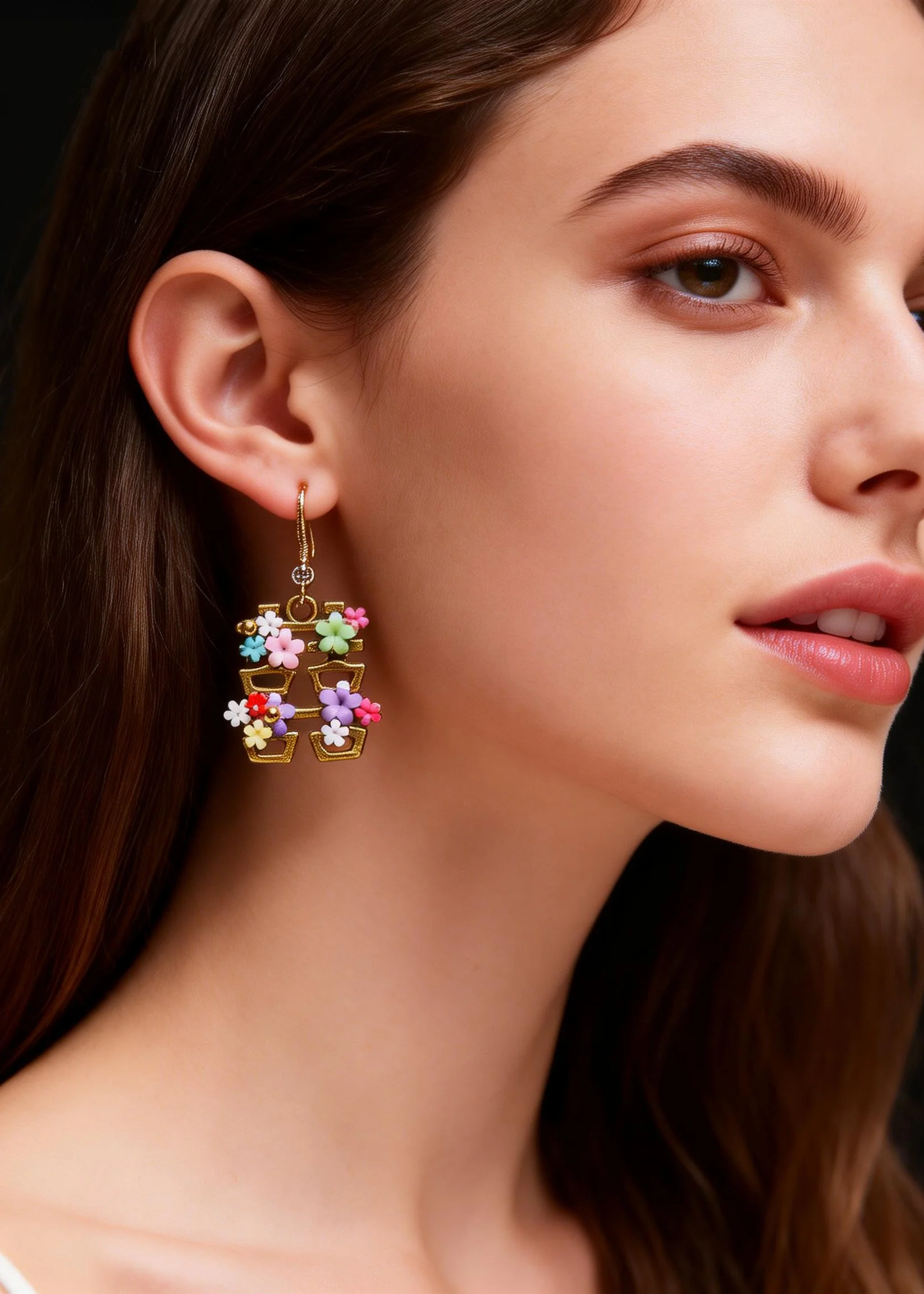 Original Design Flower XI Copper Wedding Drop Earrings - Image 3