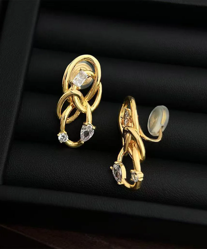 Original Design Gold Copper Overgild Zircon Entangle Hoop Earrings - Image 4
