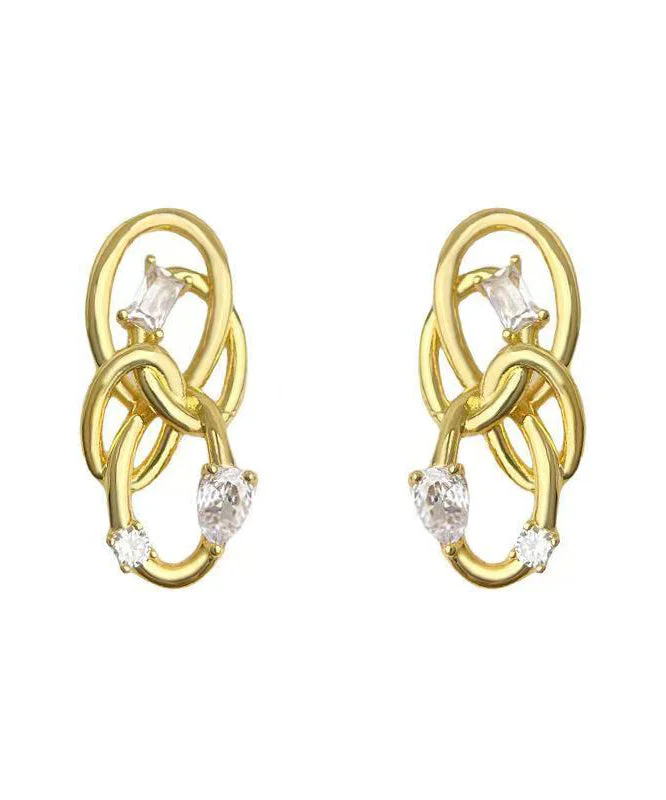 Original Design Gold Copper Overgild Zircon Entangle Hoop Earrings - Image 5