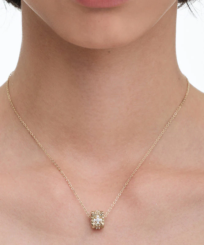 Original Design Gold Copper Overgild Zircon Iris Pendant Necklace - Image 2