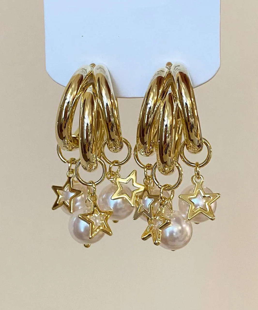 Original Design Gold Faux Pearl Tassel Earrings
