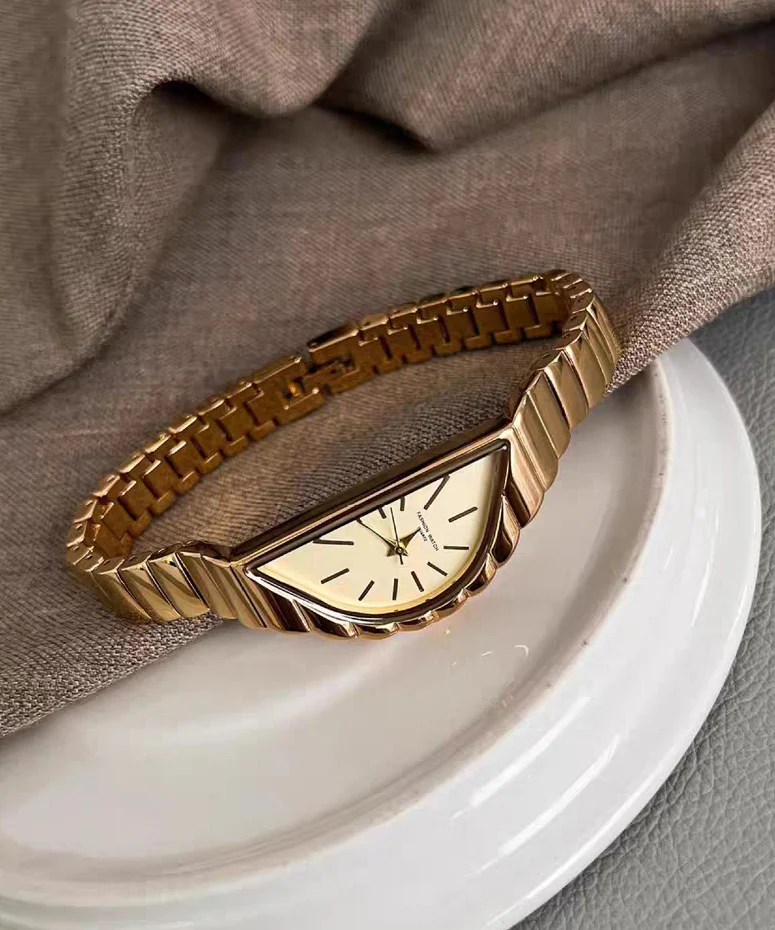 Original Design Gold Stainless Steel Alloy Half-Moon Watches - Image 5