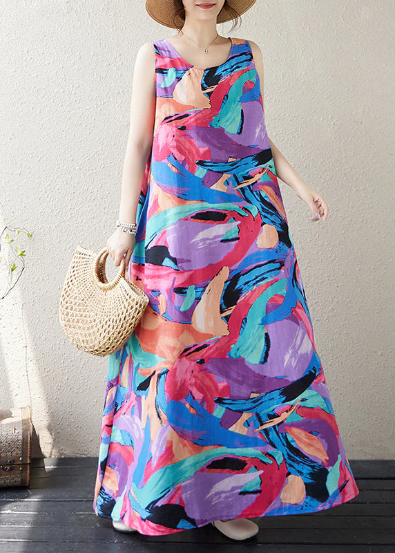 Original Design Graffiti Print Exra Large Hem Holiday Dresses Sleeveless - Image 2