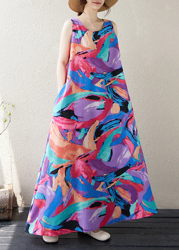 Original Design Graffiti Print Exra Large Hem Holiday Dresses Sleeveless - Image 5
