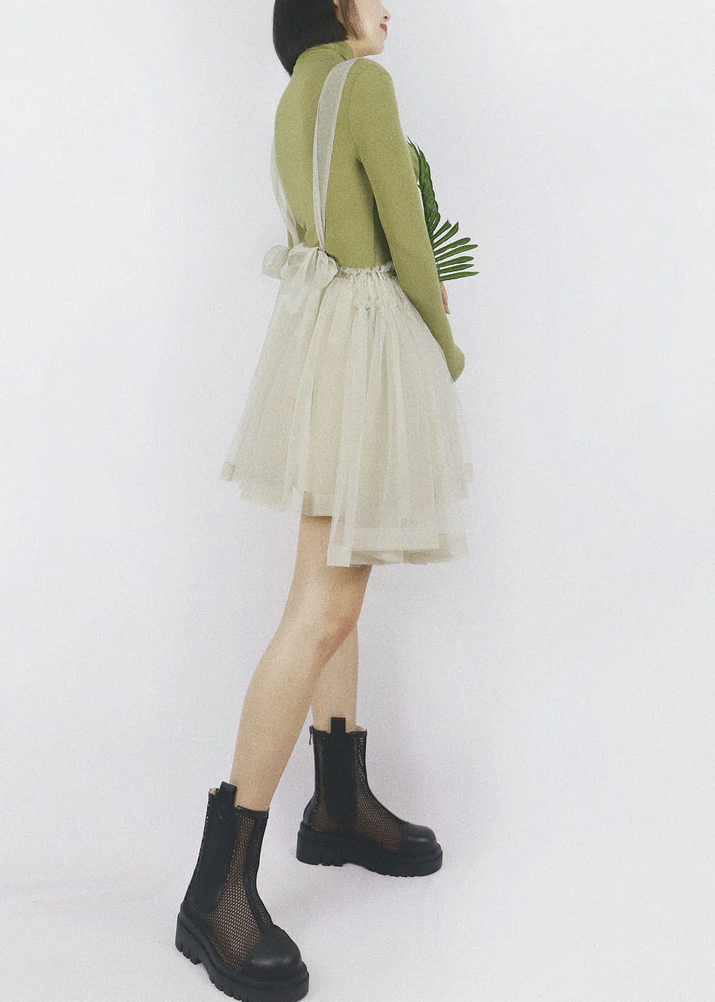 Original Design Light Grey Asymmetrical Design Tulle Short Strap Dress Summer - Image 3