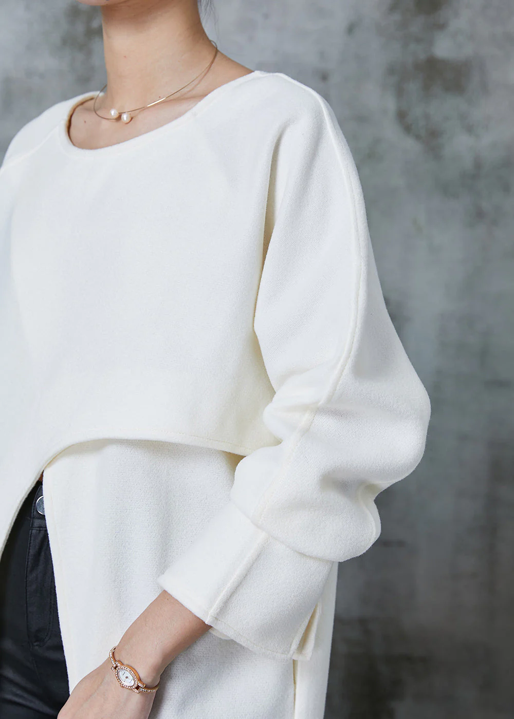 Original Design Milk White Oversized Side Open Cotton Dresses Spring - Image 5