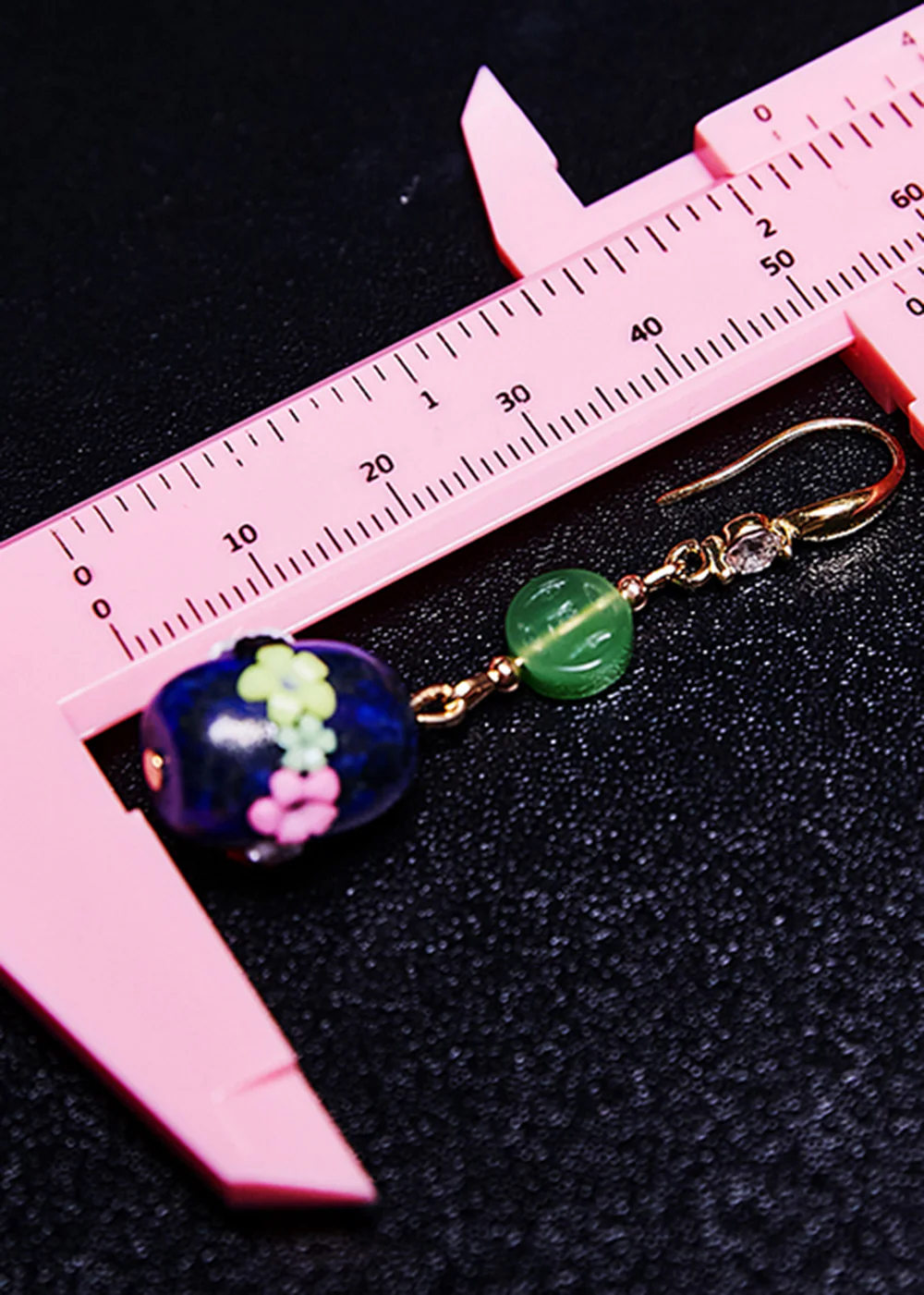 Original Design Multicolour Flower Bluestone Jade Drop Earrings - Image 5
