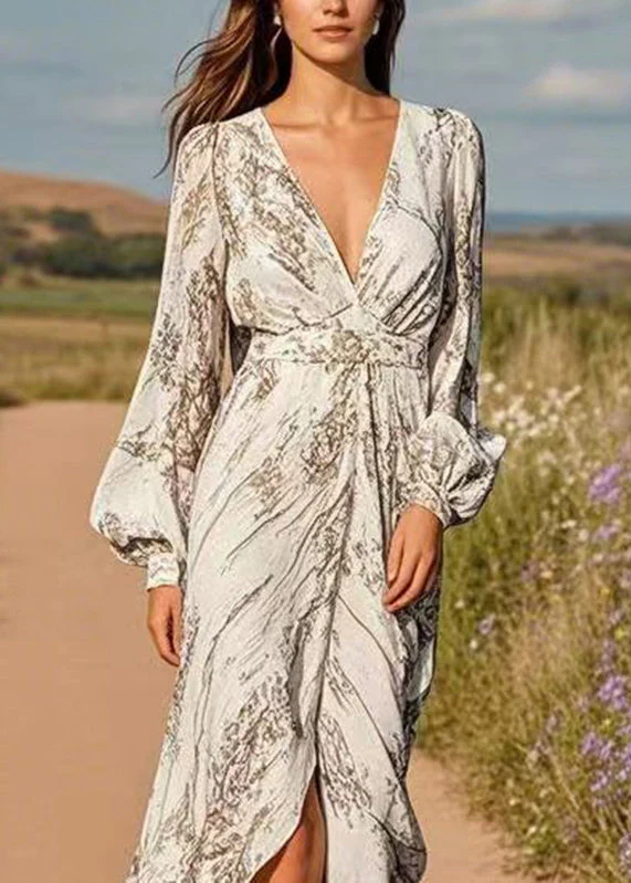 Original Design Print Tunic Chiffon Maxi Dress Spring - Image 2